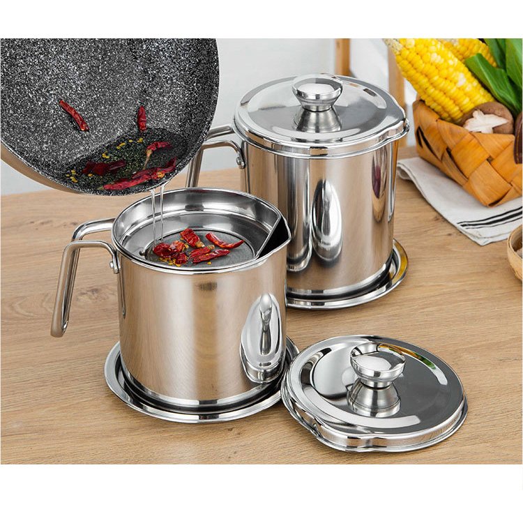 304不銹鋼豬油罐濾油壺大容量濾油渣豬油儲油罐家用廚具帶蓋油瓶