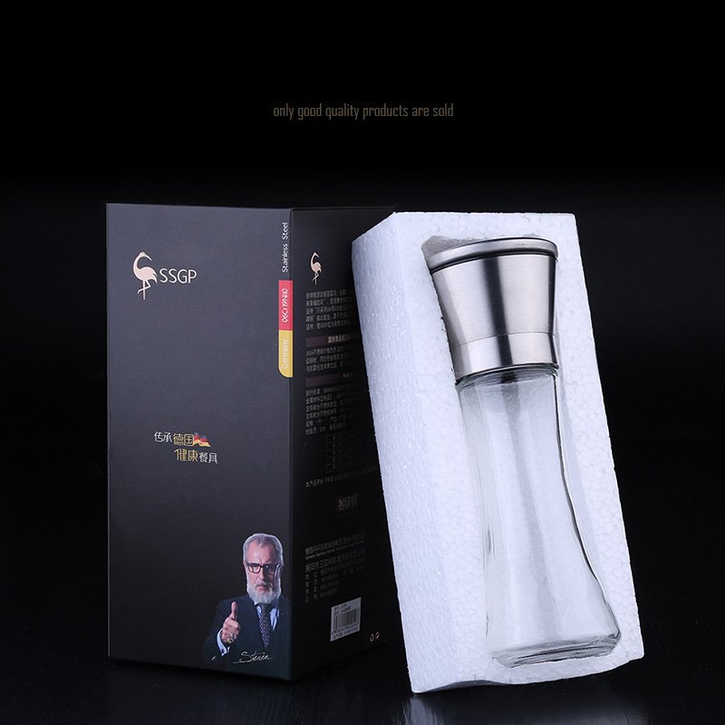 304不銹鋼胡椒研磨器玻璃瓶胡椒粉調味罐 廚房用品